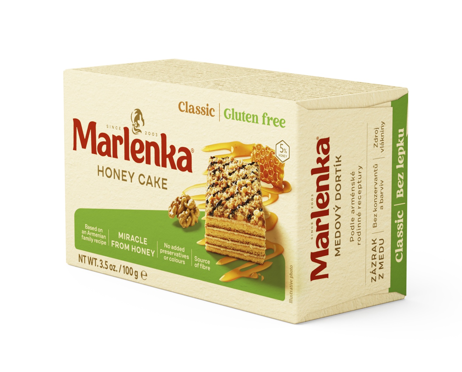 Tort Marlenka Clasic 100g – Fără Gluten, cu Miere Naturală și Nuci – Gust Autentic și Delicios
