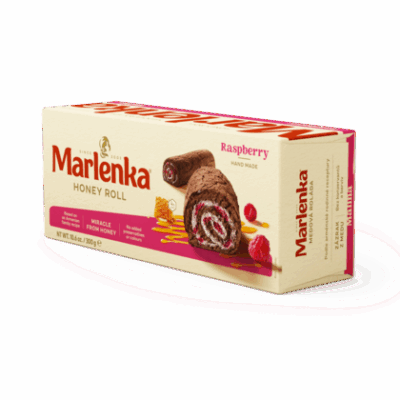 Ruladă Marlenka cu Miere, Cacao și Zmeură – Deliciu Natural, Gust Refined, 300g